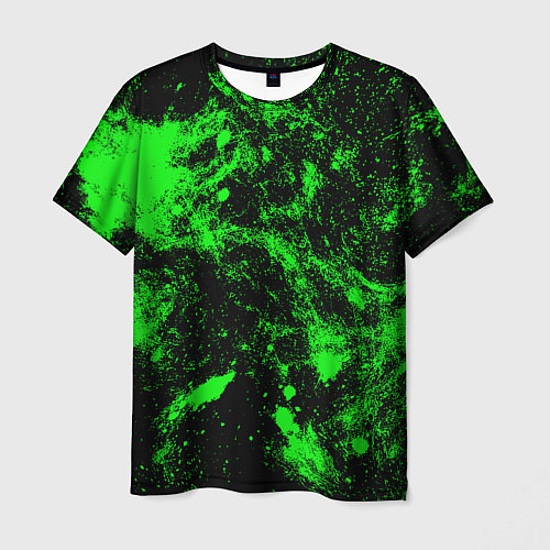 Мужская футболка Зелёная краска / 3D-принт – фото 1