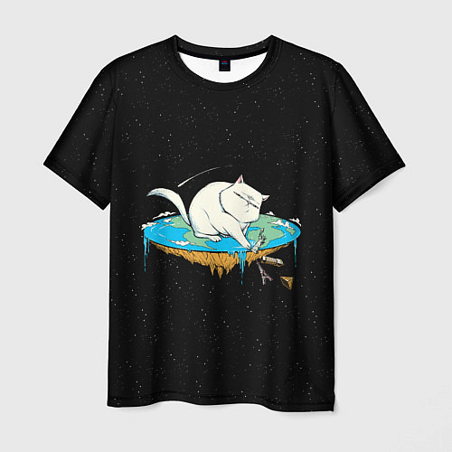 Мужская футболка Flat earth Cat / 3D-принт – фото 1