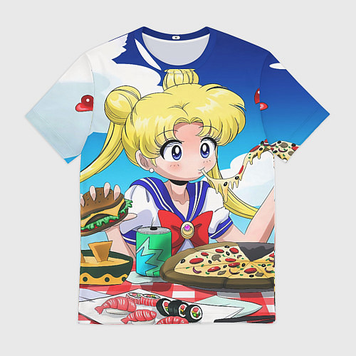 Мужская футболка Пицца Мун / 3D-принт – фото 1