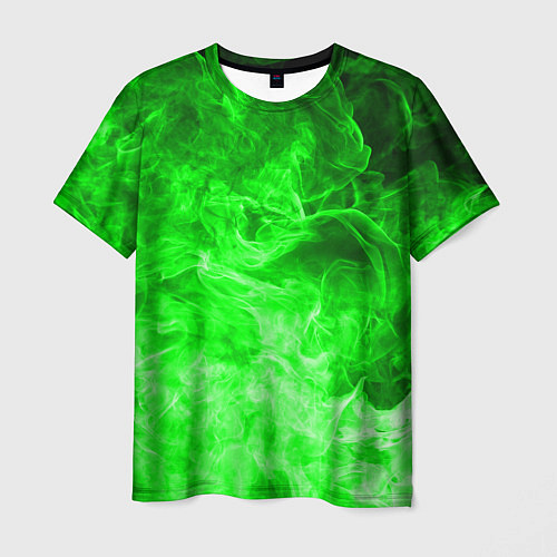Мужская футболка ОГОНЬ GREEN NEON / 3D-принт – фото 1
