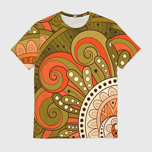 Мужская футболка Детский оранжево-болотный / 3D-принт – фото 1