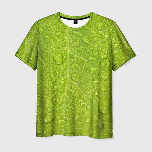 Мужская футболка Листок с росой / 3D-принт – фото 1
