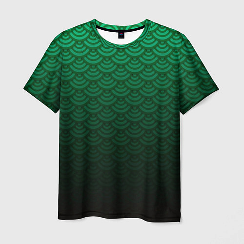 Мужская футболка Узор зеленая чешуя дракон / 3D-принт – фото 1