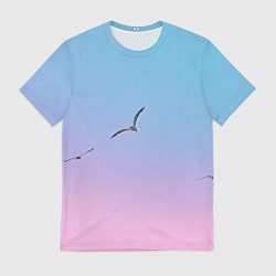 Мужская футболка Чайки птицы полет градиент