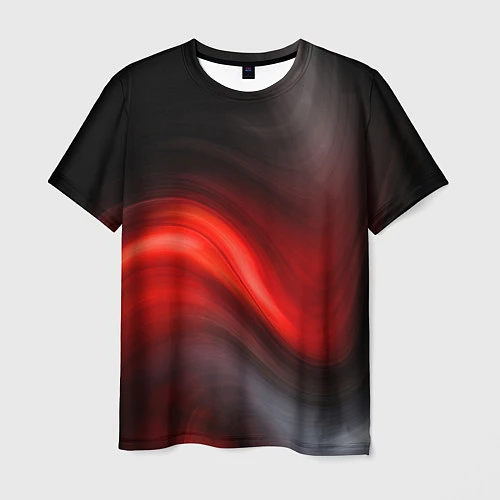 Мужская футболка BLACK RED WAVES АБСТРАКЦИЯ / 3D-принт – фото 1