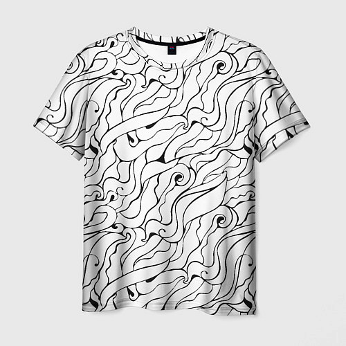 Мужская футболка Черно-белые узоры / 3D-принт – фото 1