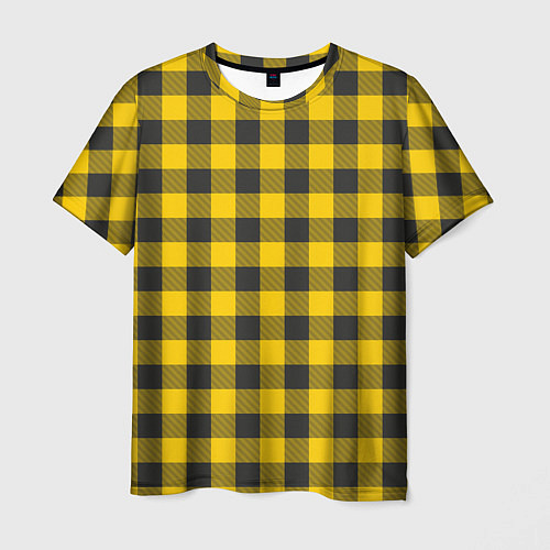 Мужская футболка Желтая клетка / 3D-принт – фото 1