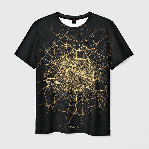 Мужская футболка Ночная карта Парижа / 3D-принт – фото 1