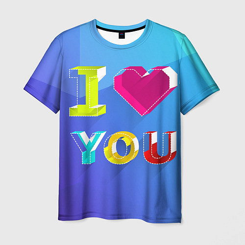 Мужская футболка I LOVE YOU / 3D-принт – фото 1