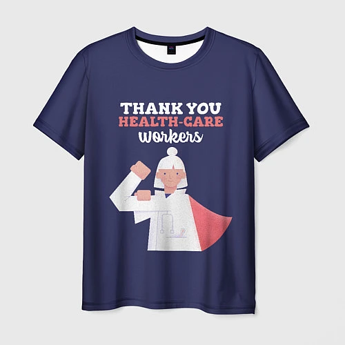 Мужская футболка Спасибо врачам / 3D-принт – фото 1