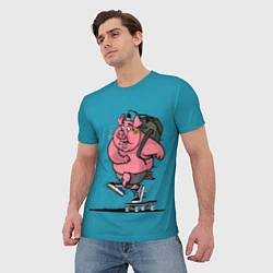 Футболка мужская Свинья на скейте, цвет: 3D-принт — фото 2