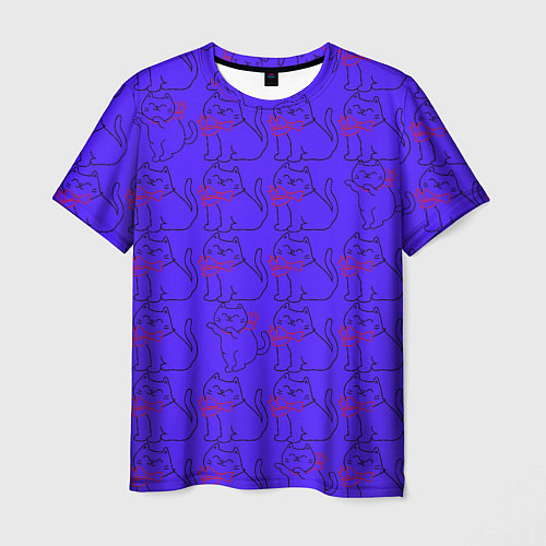 Мужская футболка Котята, фиолетовые котята / 3D-принт – фото 1