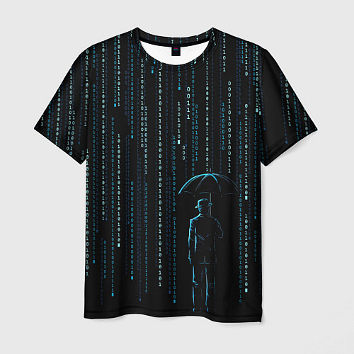 Мужская футболка Двоичный дождь, матрица / 3D-принт – фото 1