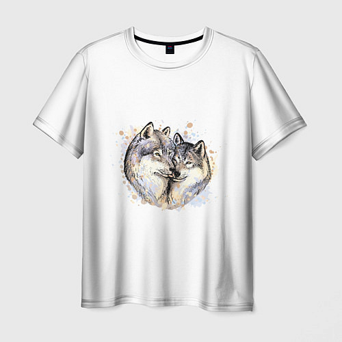 Мужская футболка Волк и волчица / 3D-принт – фото 1