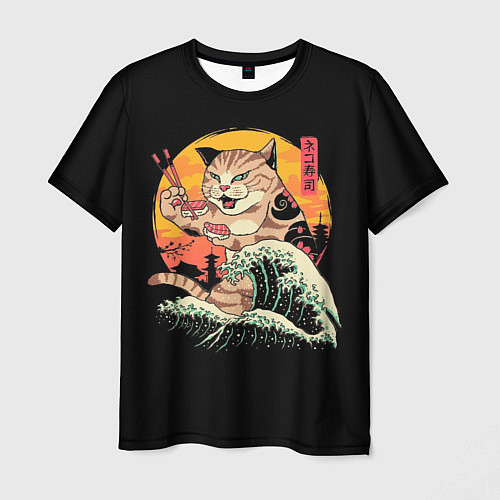 Мужская футболка Японский кот / 3D-принт – фото 1