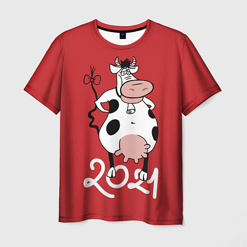 Мужская футболка Корова 2021 / 3D-принт – фото 1