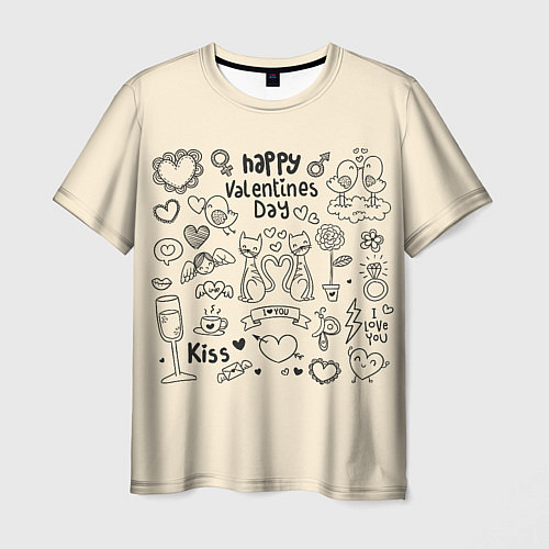 Мужская футболка Happy Valentines day / 3D-принт – фото 1