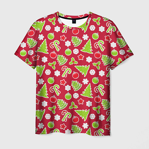 Мужская футболка Рождественский фон / 3D-принт – фото 1