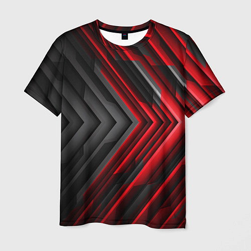 Мужская футболка Абстракция черно-красный свет / 3D-принт – фото 1