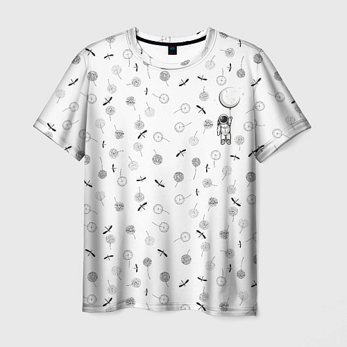 Мужская футболка Астронавт и одуванчики / 3D-принт – фото 1