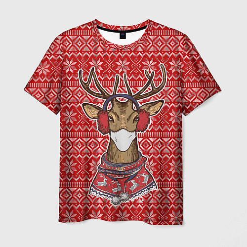 Мужская футболка Deer in a medical mask / 3D-принт – фото 1