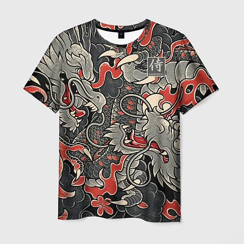 Мужская футболка Самурай Якудза, драконы / 3D-принт – фото 1