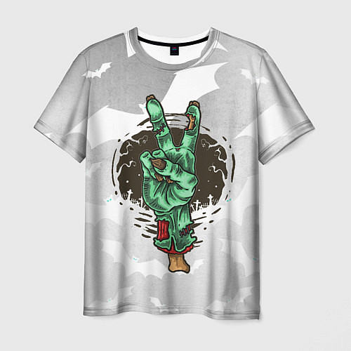 Мужская футболка Zombie peace hand / 3D-принт – фото 1
