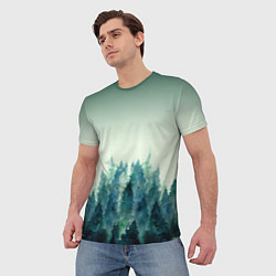 Футболка мужская Акварельный лес градиент, цвет: 3D-принт — фото 2