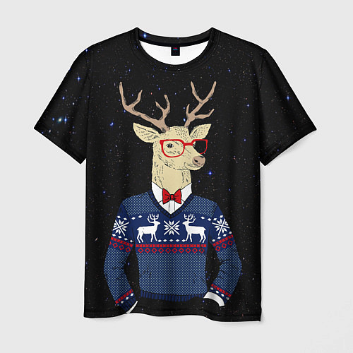 Мужская футболка Hipster Deer / 3D-принт – фото 1