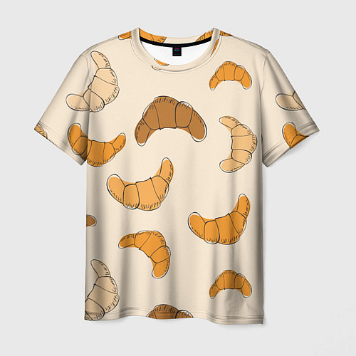 Мужская футболка Круассаны - Вкусный узор / 3D-принт – фото 1
