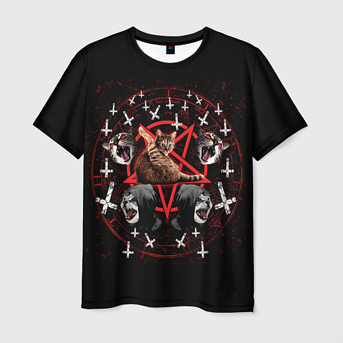 Мужская футболка Satanic Cat / 3D-принт – фото 1