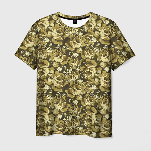 Мужская футболка Золотой камуфляж из роз / 3D-принт – фото 1