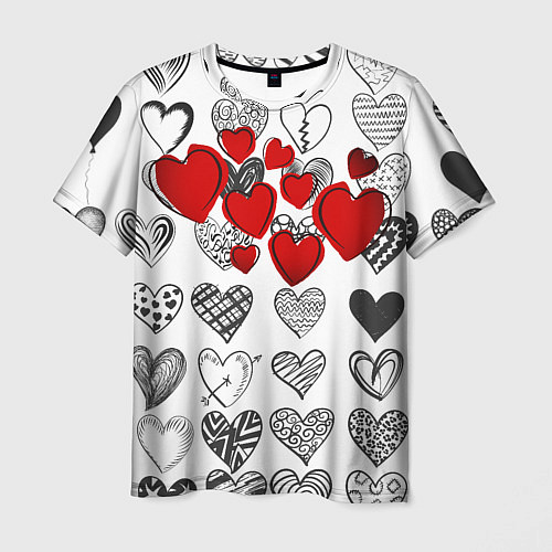 Мужская футболка Сердца / 3D-принт – фото 1