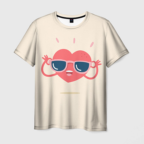 Мужская футболка Сердце в очках / 3D-принт – фото 1