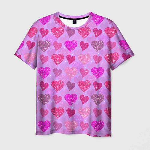Мужская футболка Розовые сердечки / 3D-принт – фото 1