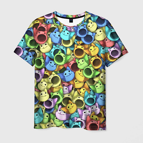 Мужская футболка Цветные Поп Котики / 3D-принт – фото 1