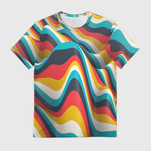 Мужская футболка Цветные волны / 3D-принт – фото 1