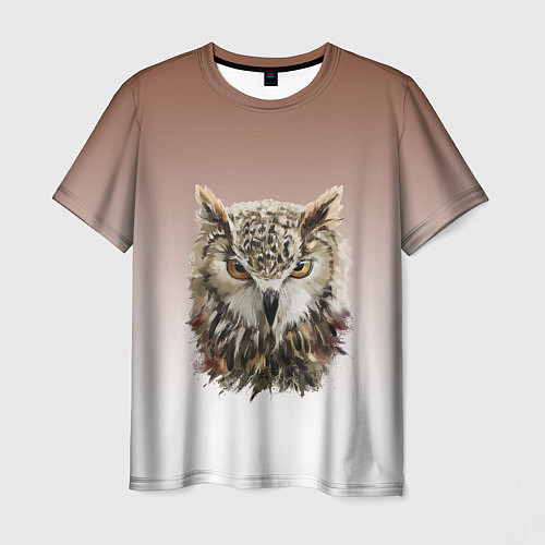 Мужская футболка Акварельная сова / 3D-принт – фото 1