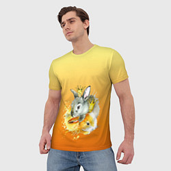 Футболка мужская Акварельные кролики милота, цвет: 3D-принт — фото 2