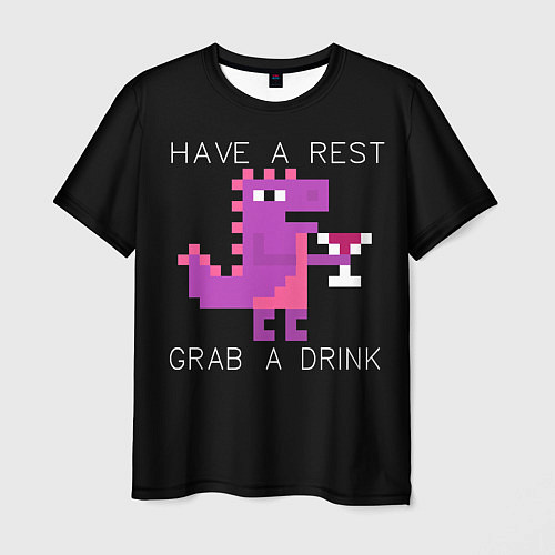 Мужская футболка Динозаврик с вином / 3D-принт – фото 1
