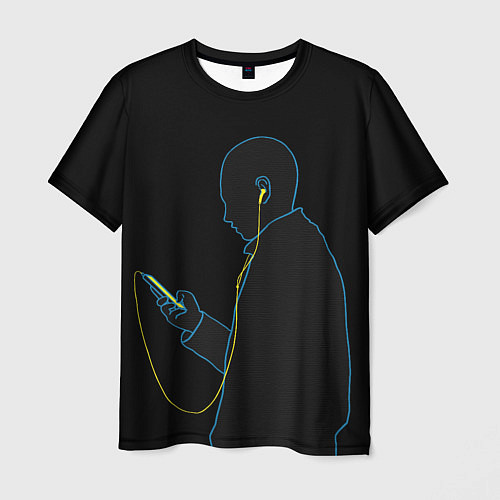 Мужская футболка Парень в наушниках Неон / 3D-принт – фото 1