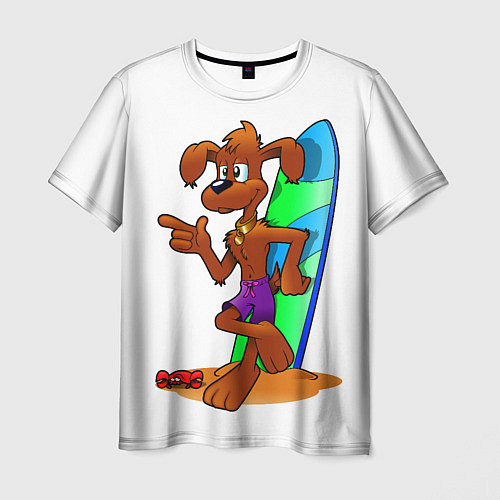 Мужская футболка Лыжная собака / 3D-принт – фото 1