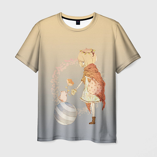 Мужская футболка Девочка и мышка друзья / 3D-принт – фото 1