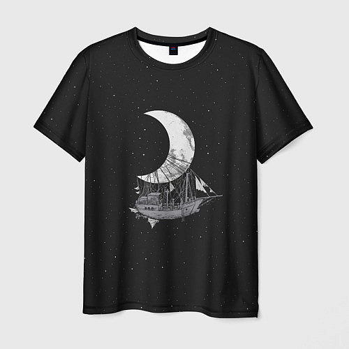 Мужская футболка Moon Ship / 3D-принт – фото 1