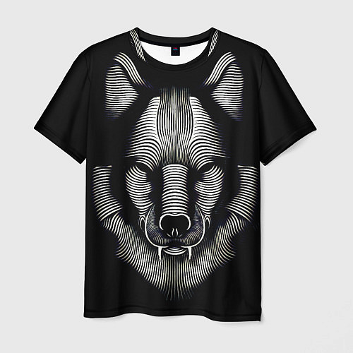 Мужская футболка Волк из волнистых линий / 3D-принт – фото 1