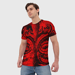 Футболка мужская BLACK RED DRAGONS TATOO, цвет: 3D-принт — фото 2