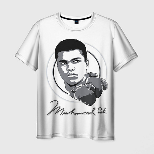 Мужская футболка Мухаммед Али Автограф ЧБ / 3D-принт – фото 1