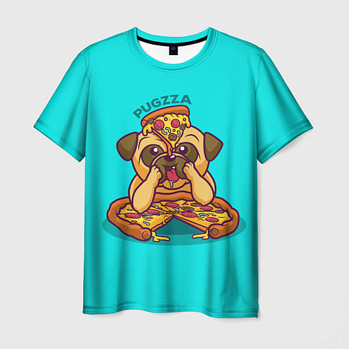 Мужская футболка Мопс с пиццей / 3D-принт – фото 1