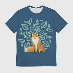 Футболка мужская Лиса с цветочным узором, цвет: 3D-принт