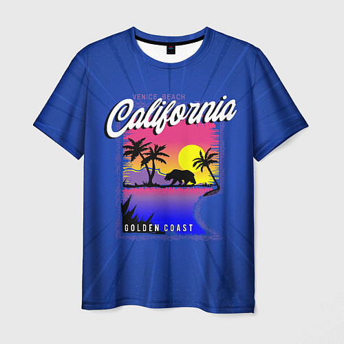 Мужская футболка California golden coast / 3D-принт – фото 1